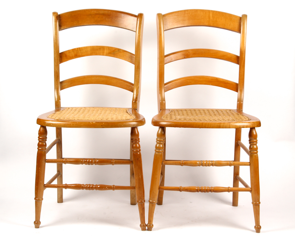 Maple and Cane Ladder Back Chairs
