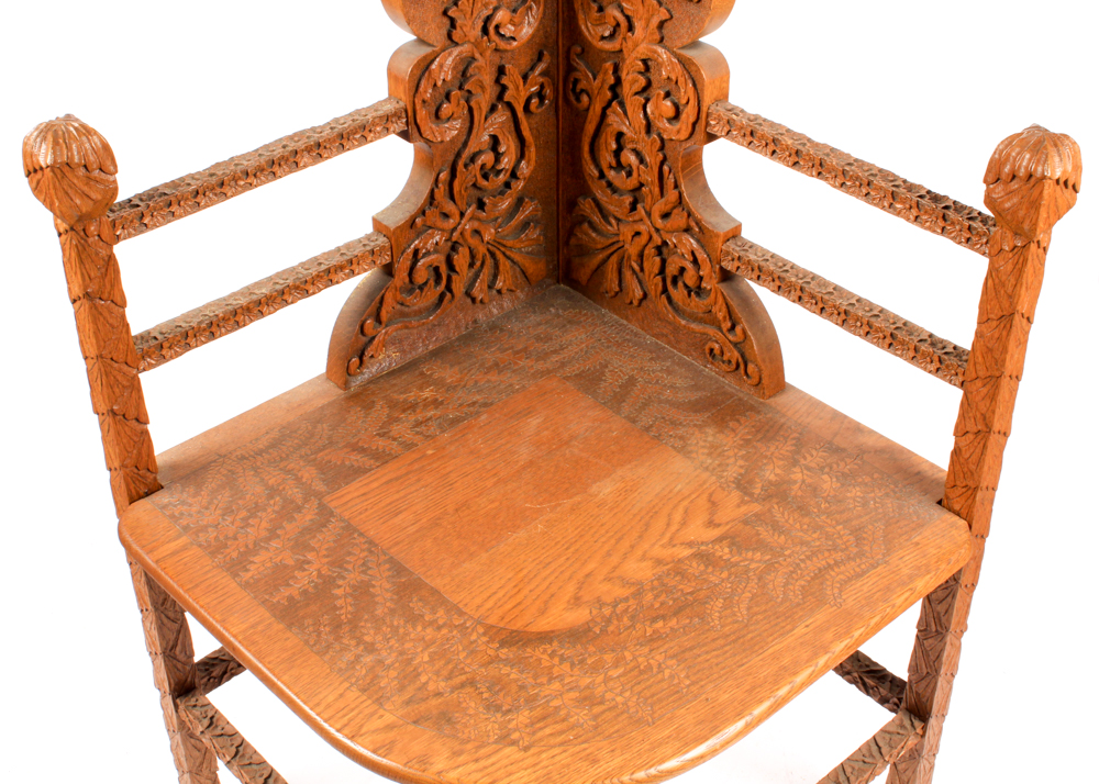 Victorian Carved Ash Corner Chair