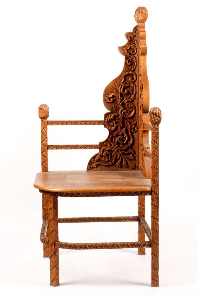 Victorian Carved Ash Corner Chair