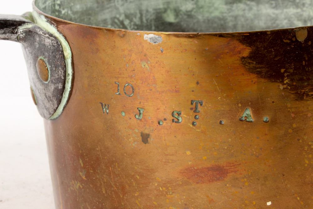 Antique Copper Pots with Forged Iron Handles