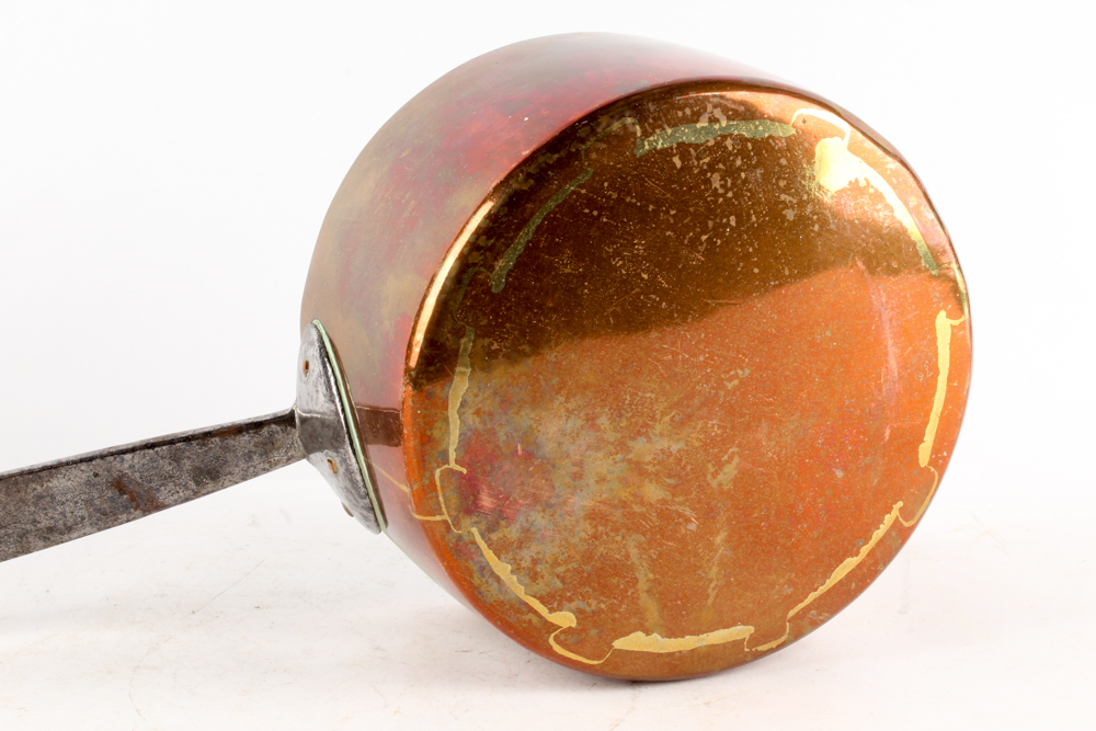 Antique Copper Pots with Forged Iron Handles