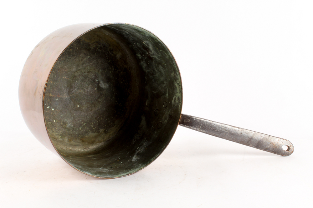 Antique Copper Pots with Forged Iron Handles