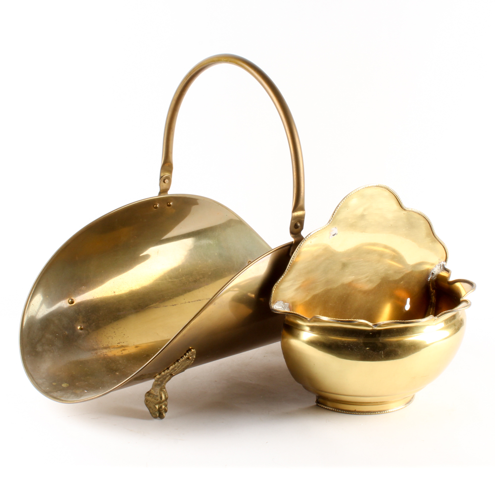 Vintage Brass Log Basket