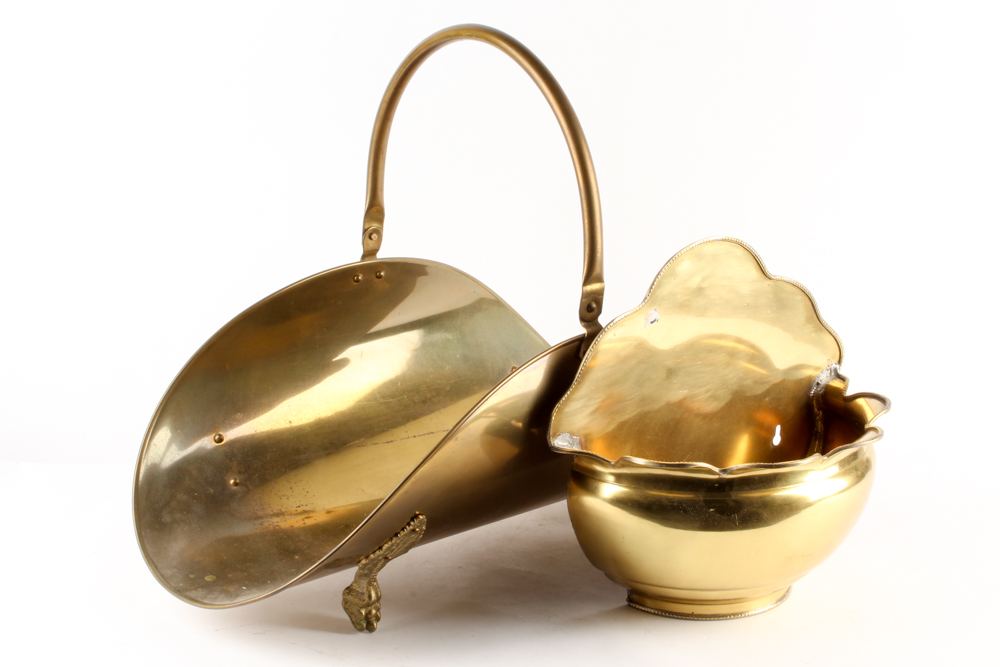 Vintage Brass Log Basket