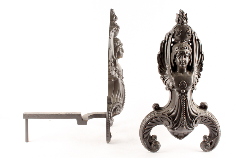 Vintage Bronze Tone Andirons