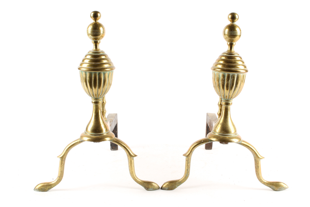 Antique Brass Andirons