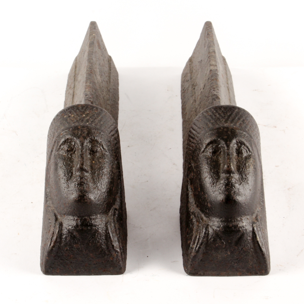Antique Sphinx Head Andirons