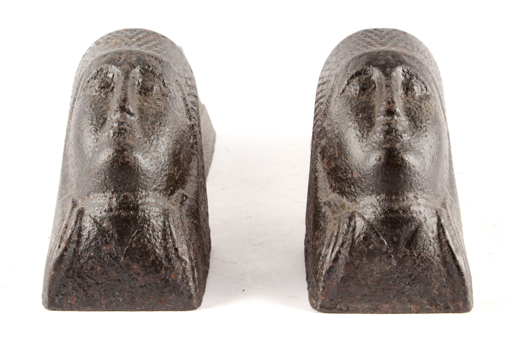 Antique Sphinx Head Andirons