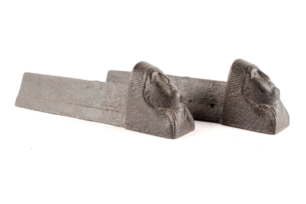 Antique Sphinx Head Andirons