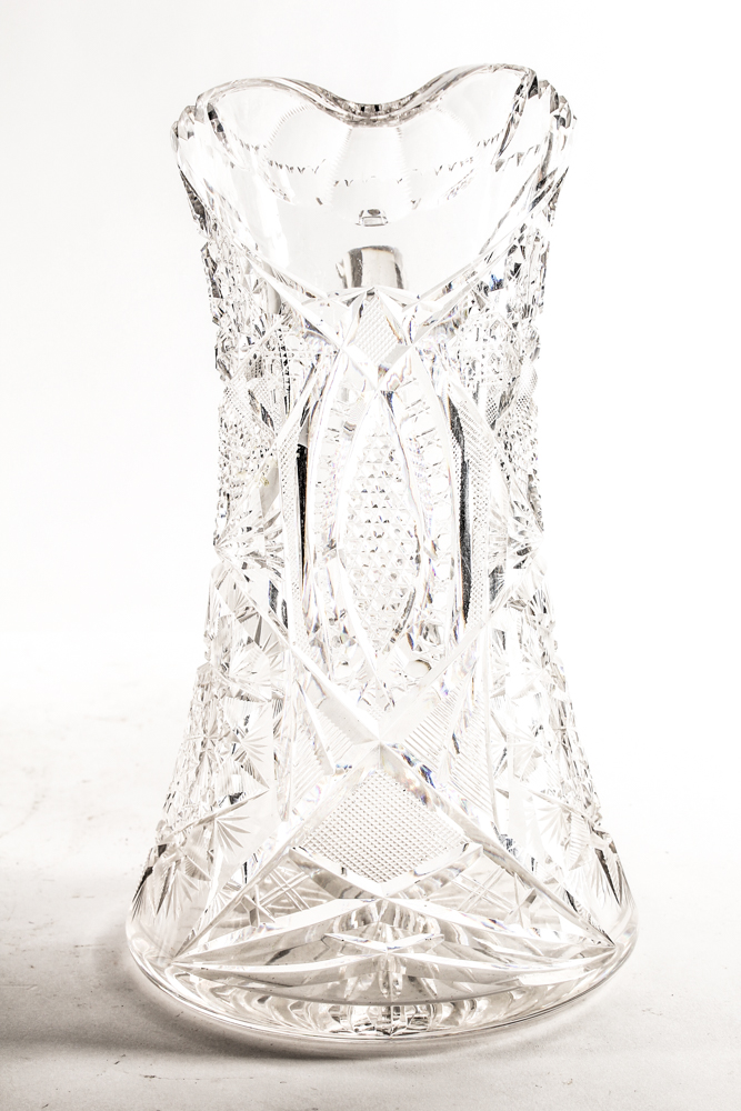 Lead Crystal Decanter and American Brilliant Period Cut Glass Pitcher