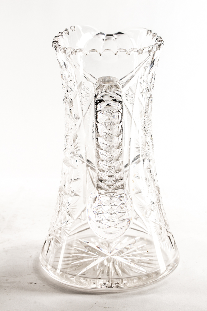 Lead Crystal Decanter and American Brilliant Period Cut Glass Pitcher