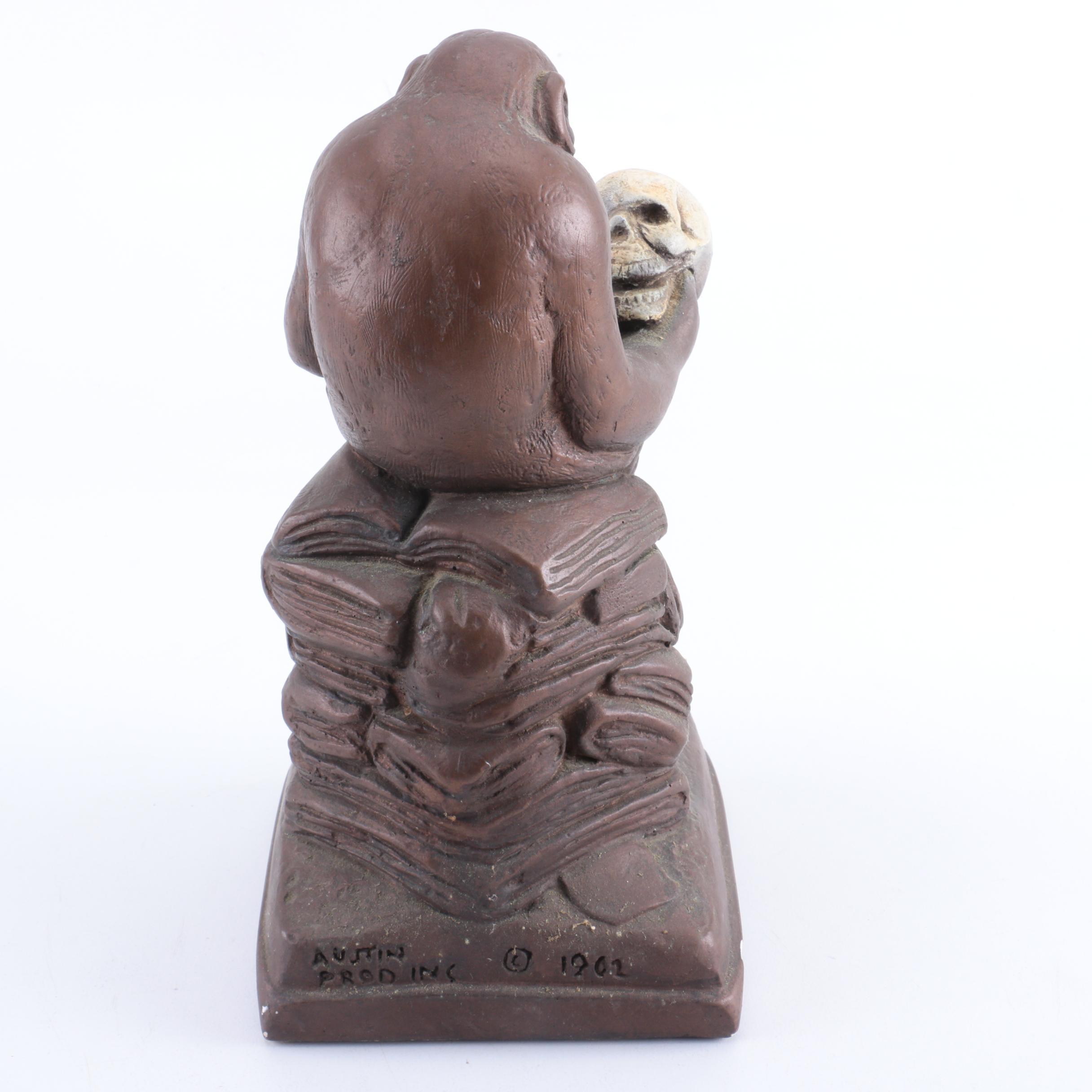 Vintage Chalkware "Darwin Monkey" Statue