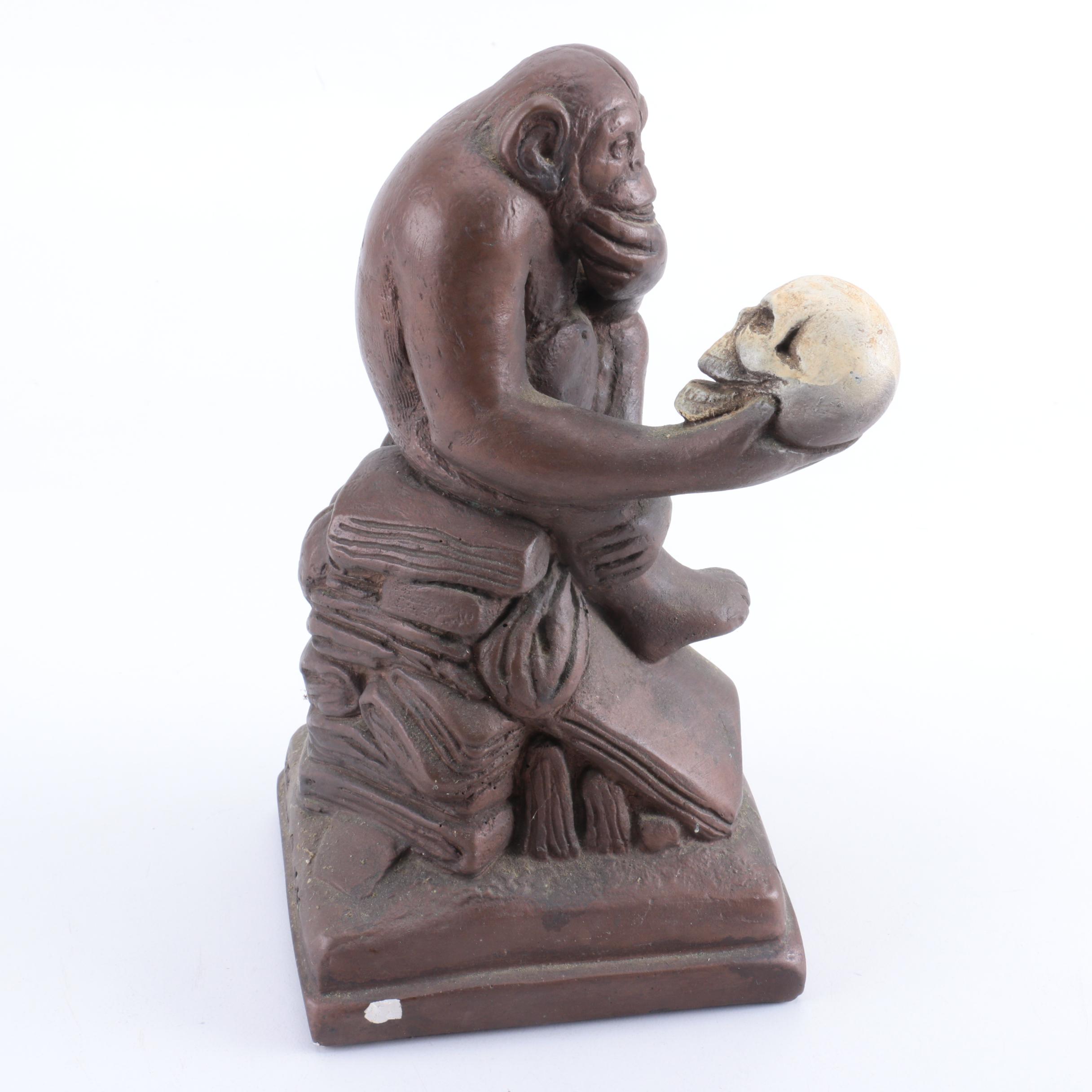 Vintage Chalkware "Darwin Monkey" Statue