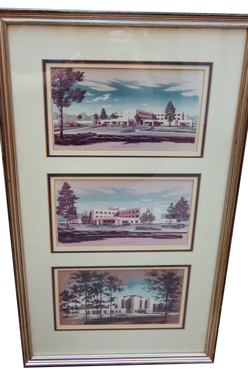 Pair of Lithograph Prints on Paper of Architecture