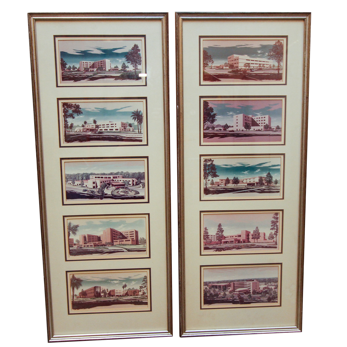 Pair of Lithograph Prints on Paper of Architecture