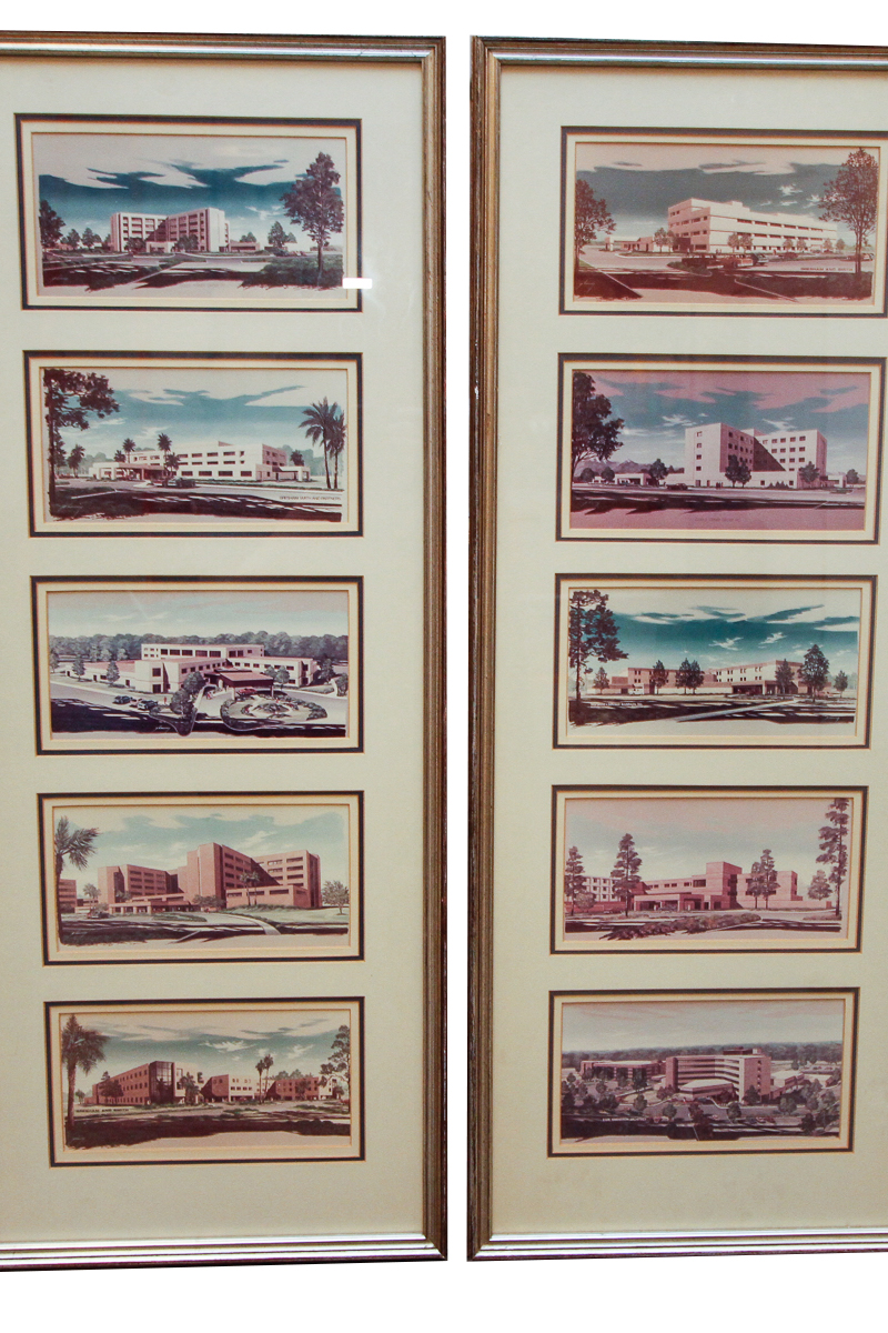 Pair of Lithograph Prints on Paper of Architecture