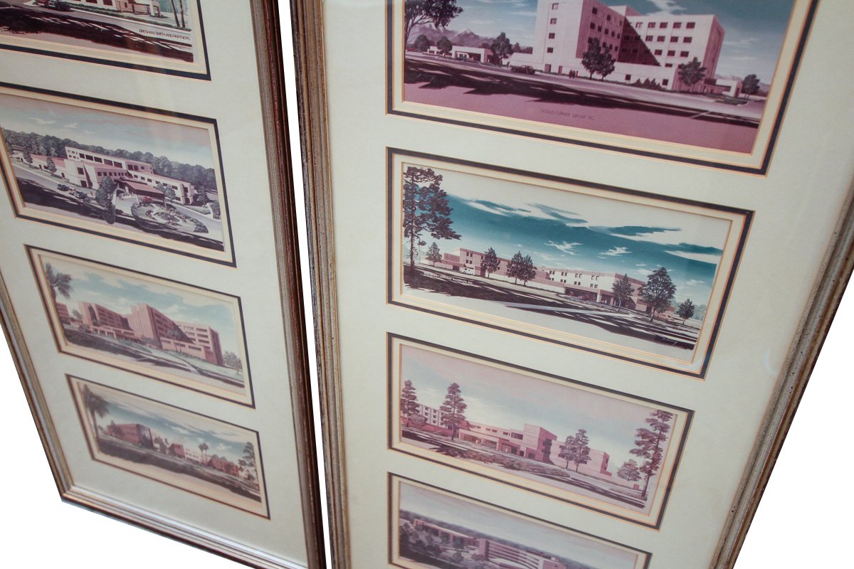 Pair of Lithograph Prints on Paper of Architecture