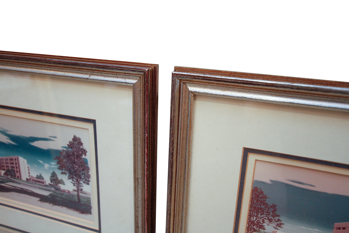 Pair of Lithograph Prints on Paper of Architecture