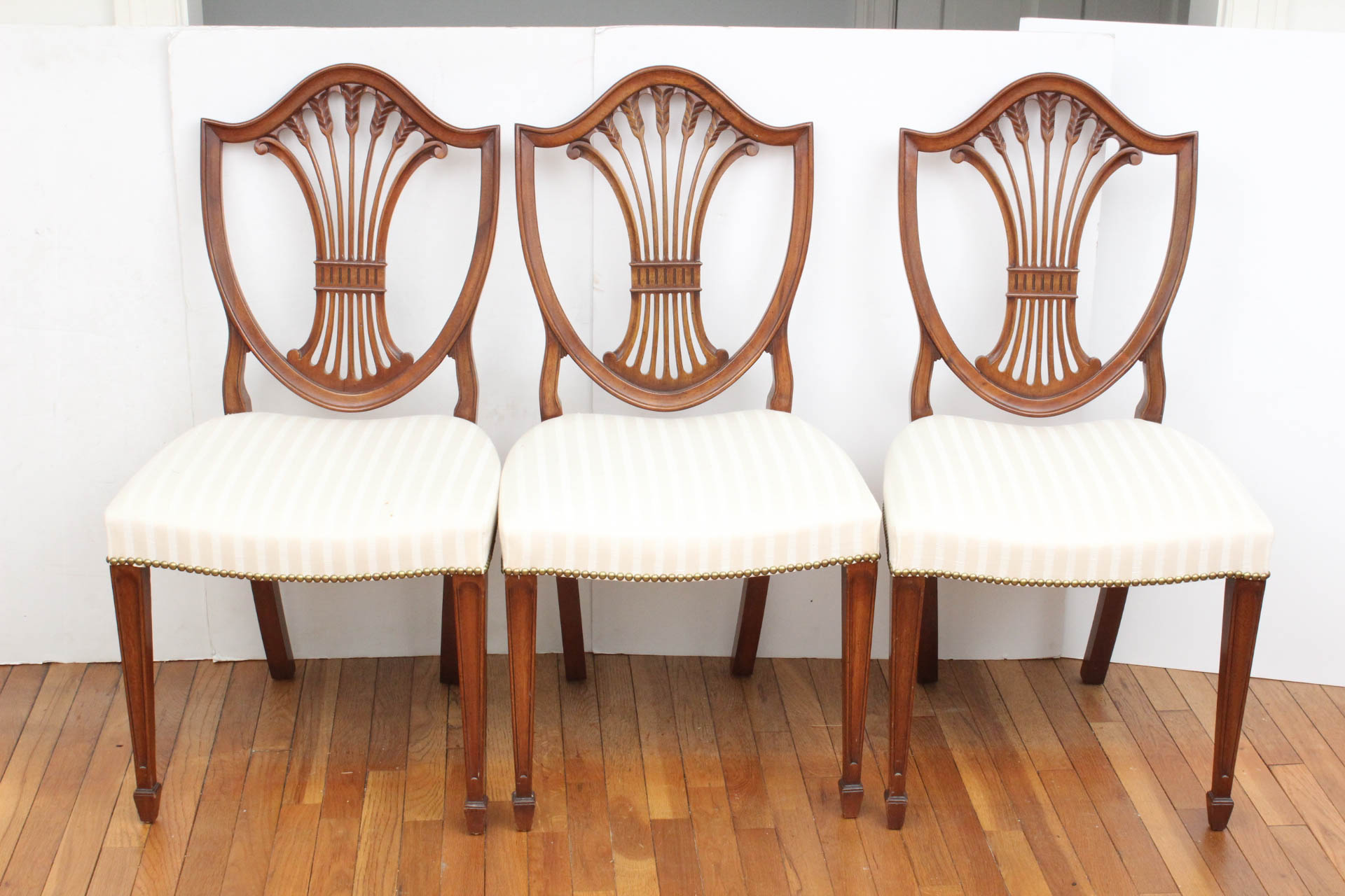 Set of Six Wheat Back Dining Chairs