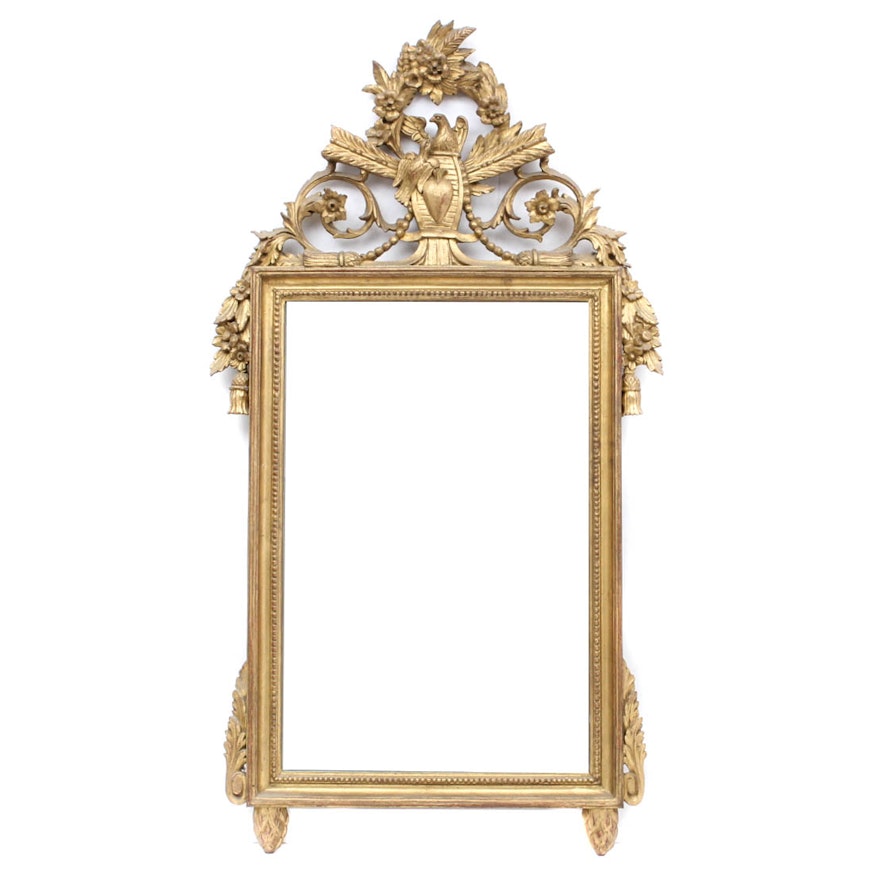 Vintage Carved Wood Frame Wall Mirror