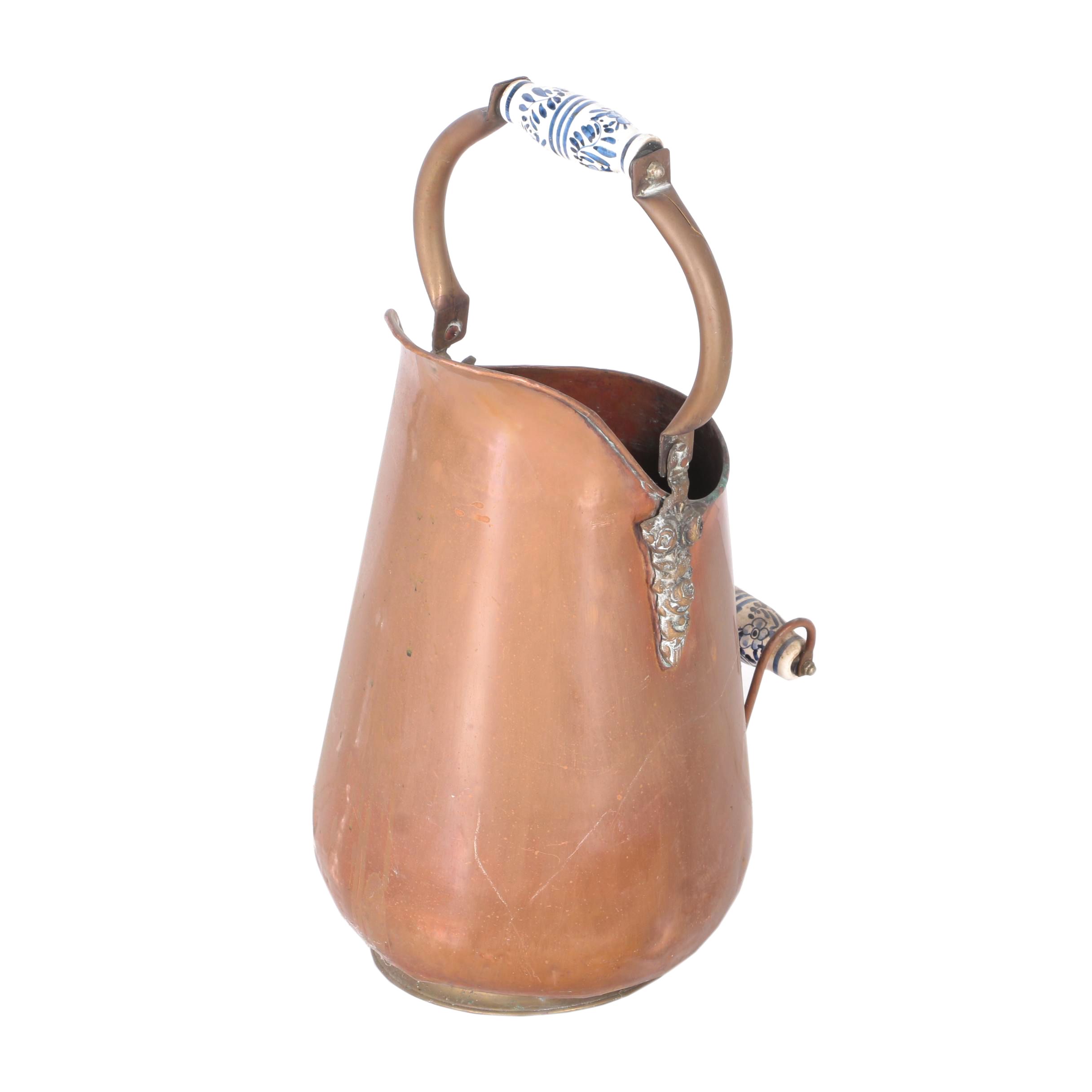Copper Coal Pitcher with Ceramic Handle