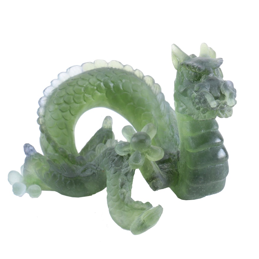 Daum France Limited Edition Pâte de Verre Crystal Dragon Figurine
