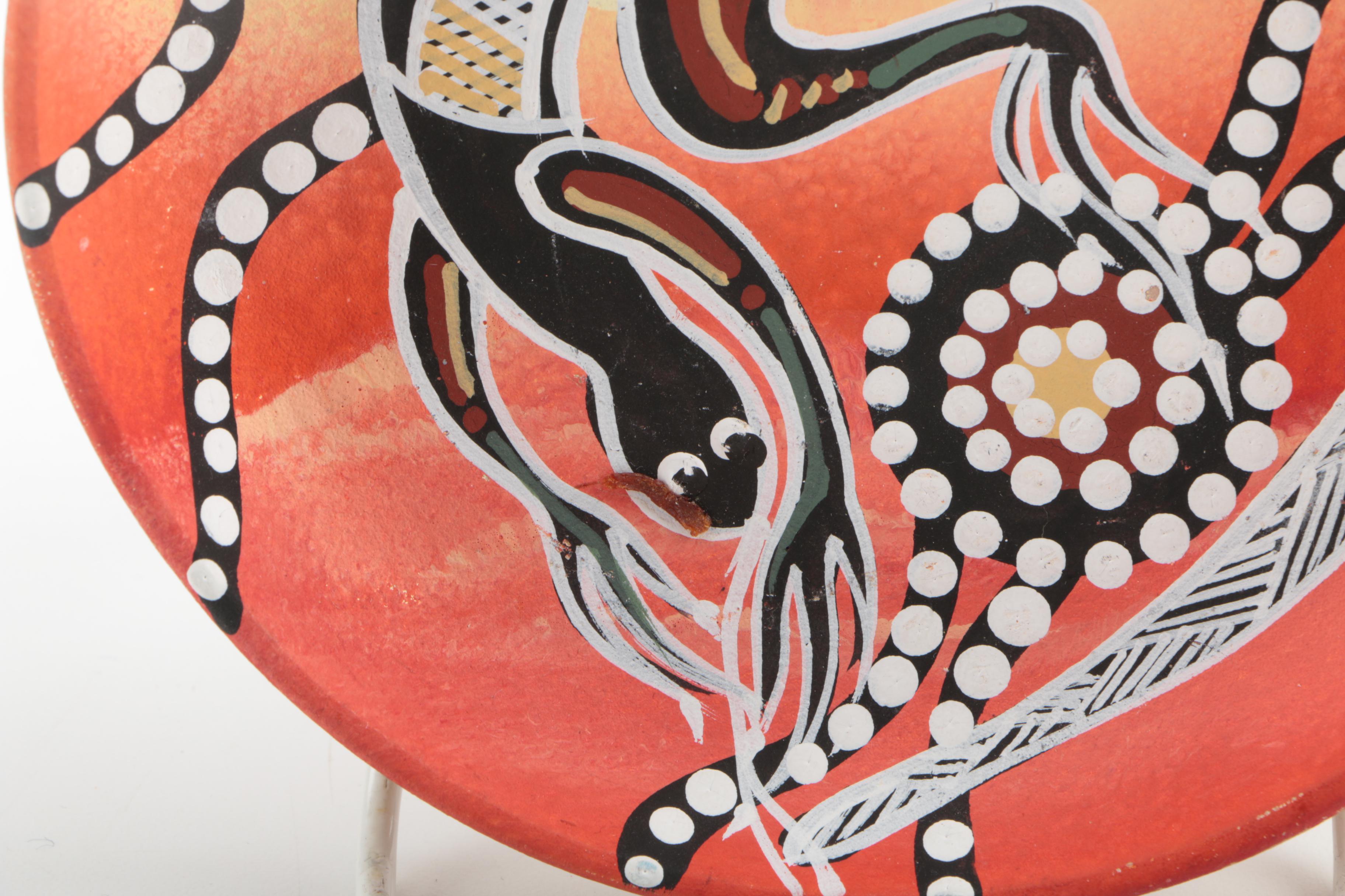 Hand-Painted Aboriginal-Style Stoneware Platters