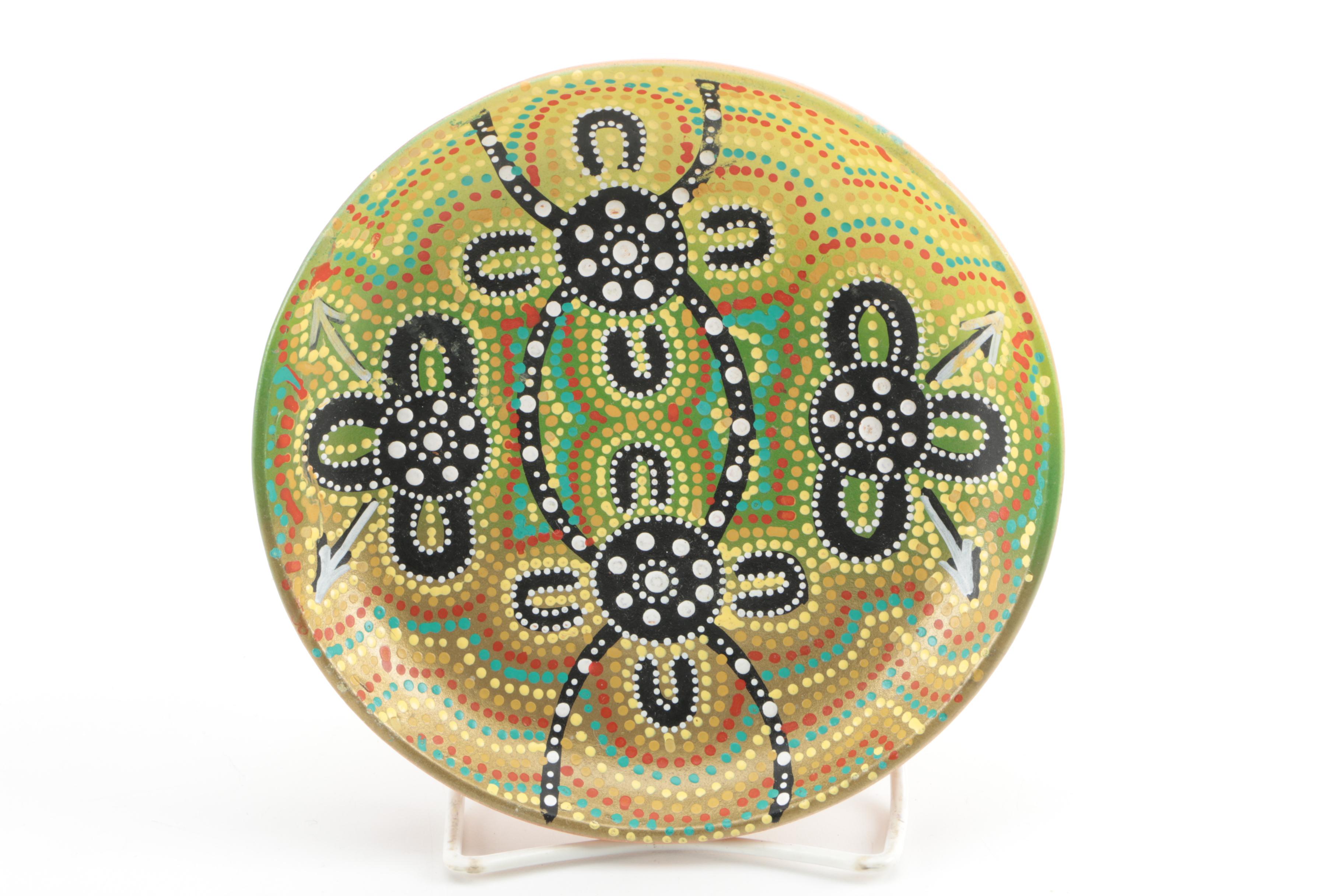 Hand-Painted Aboriginal-Style Stoneware Platters