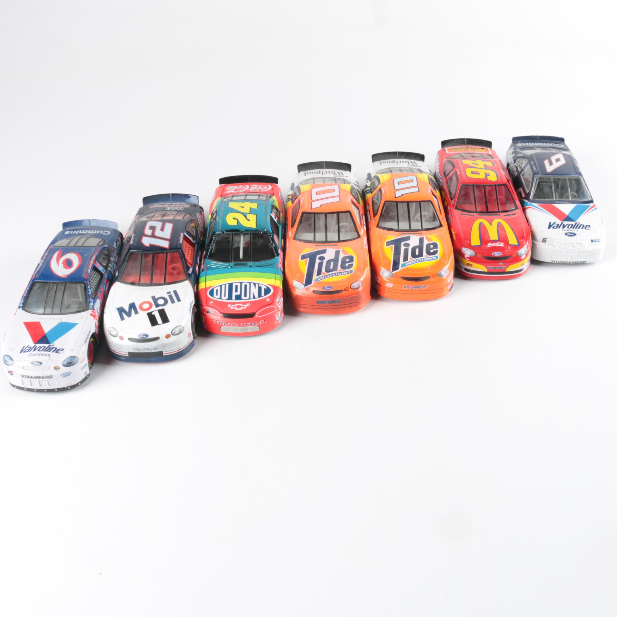 Seven NASCAR Replica Toy Cars