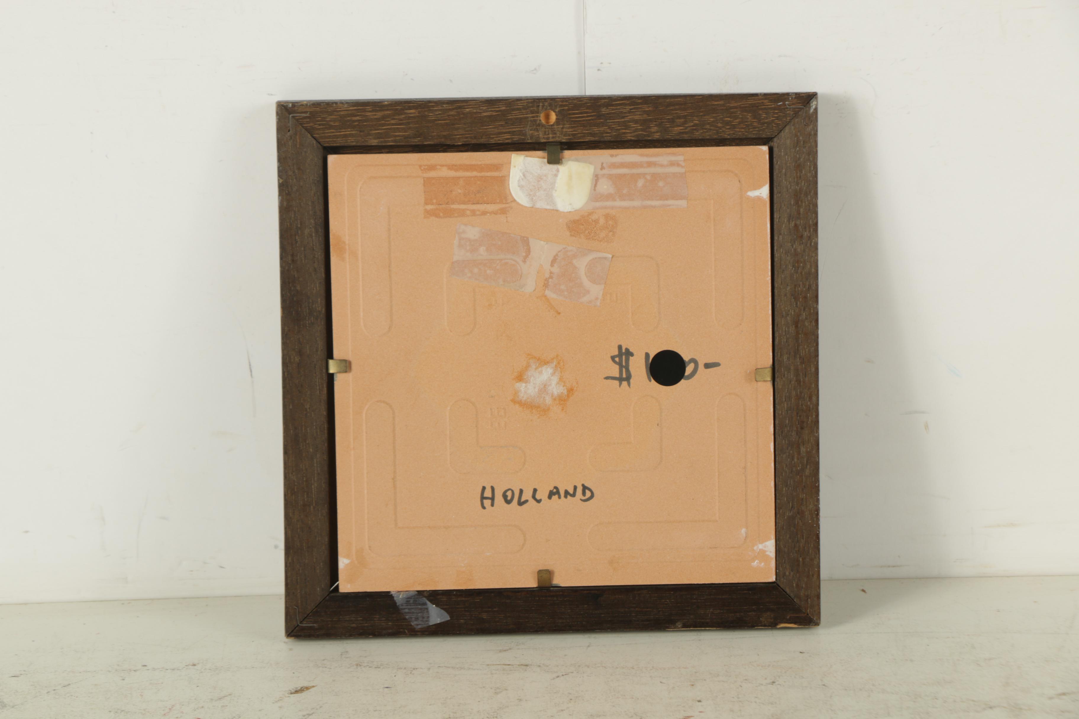 Offset Lithograph on Ceramic Tile After J.C. Van Hunnik Outdoor Scene