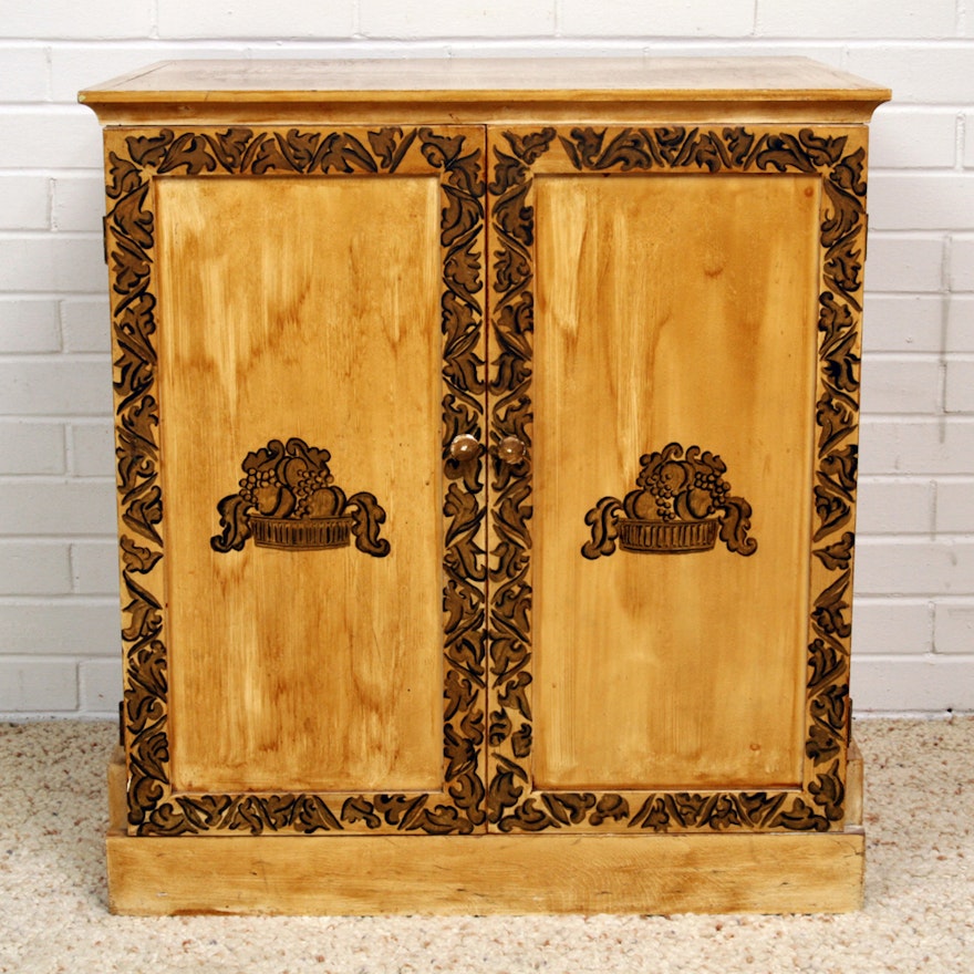 Vintage Hand Crafted Stenciled Cabinet