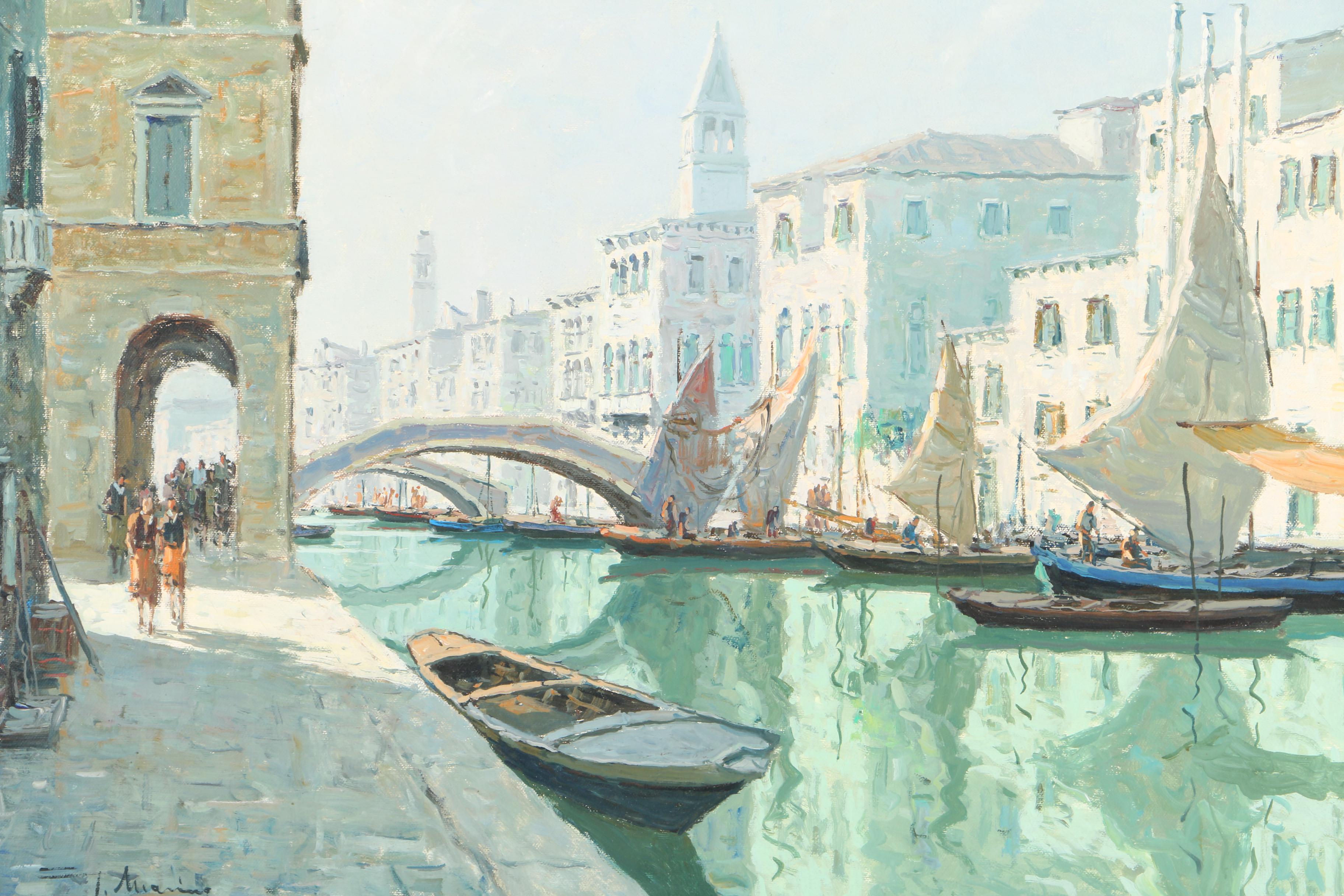 Oil Painting on Canvas Canal Scene