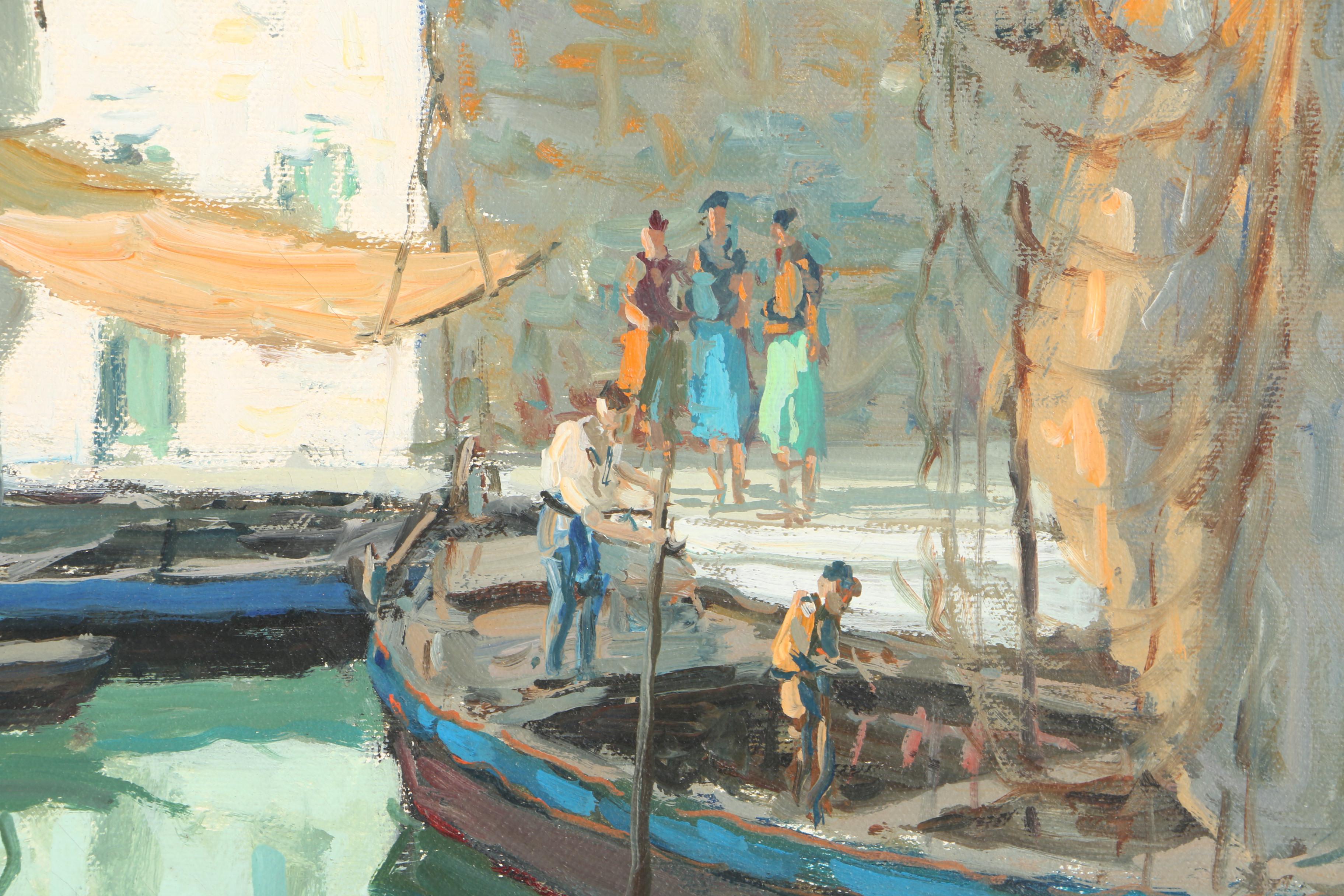 Oil Painting on Canvas Canal Scene