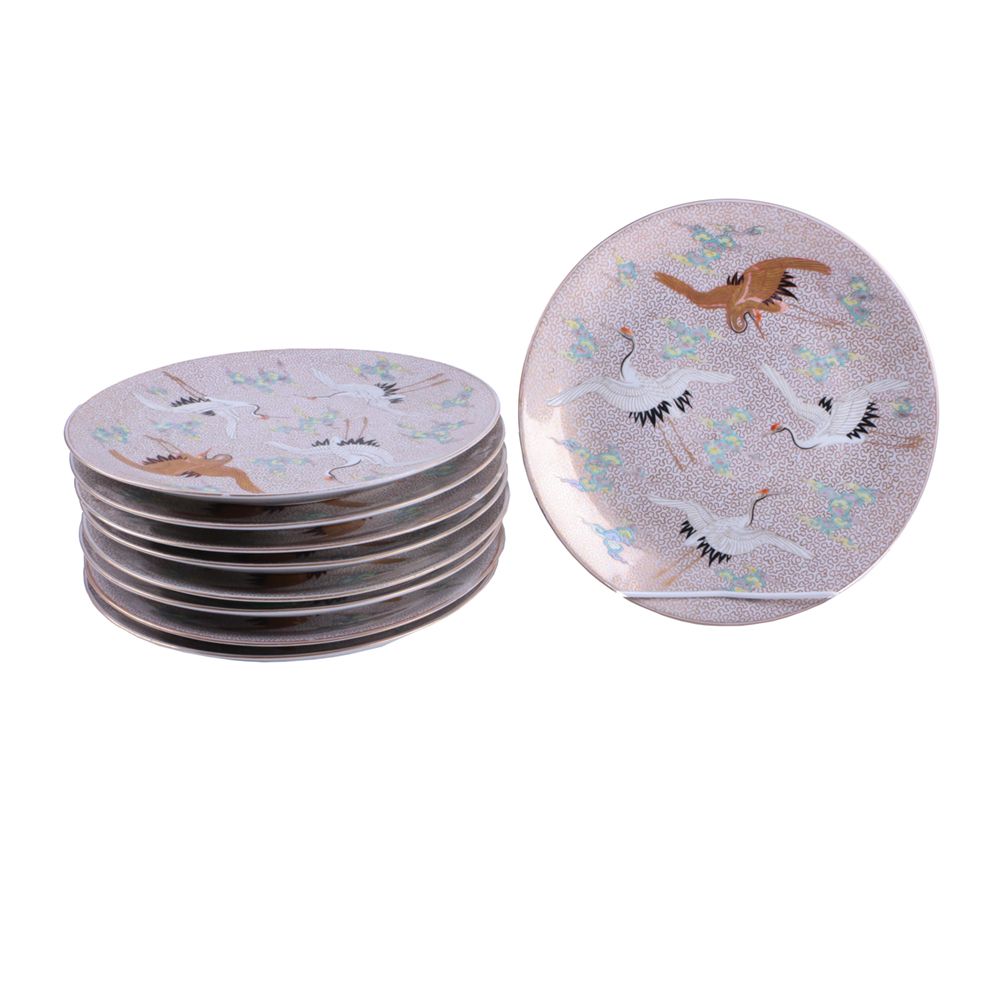 Vintage Fukagawa Crane Plates