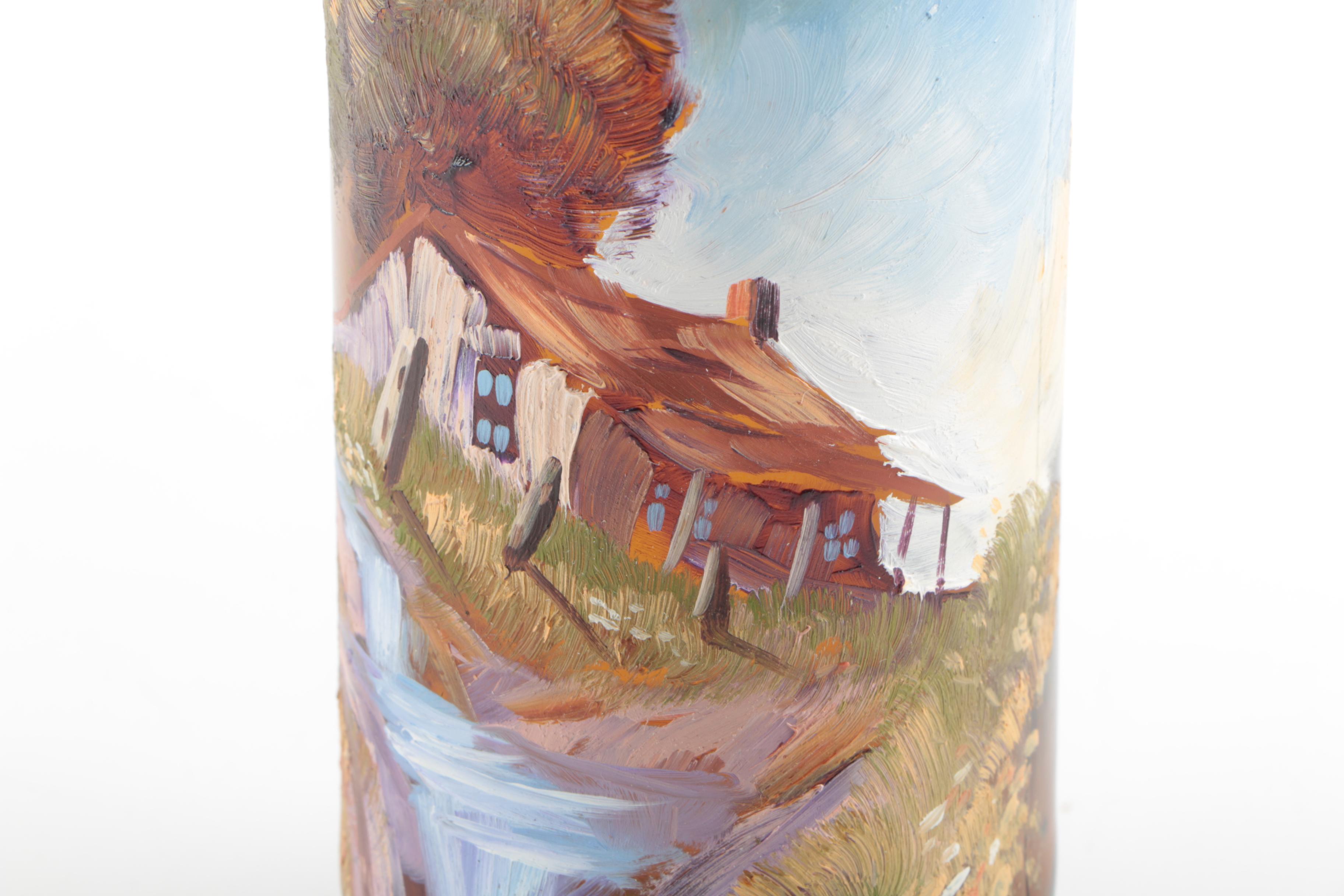 Vintage Hand Painted Glass Bottle