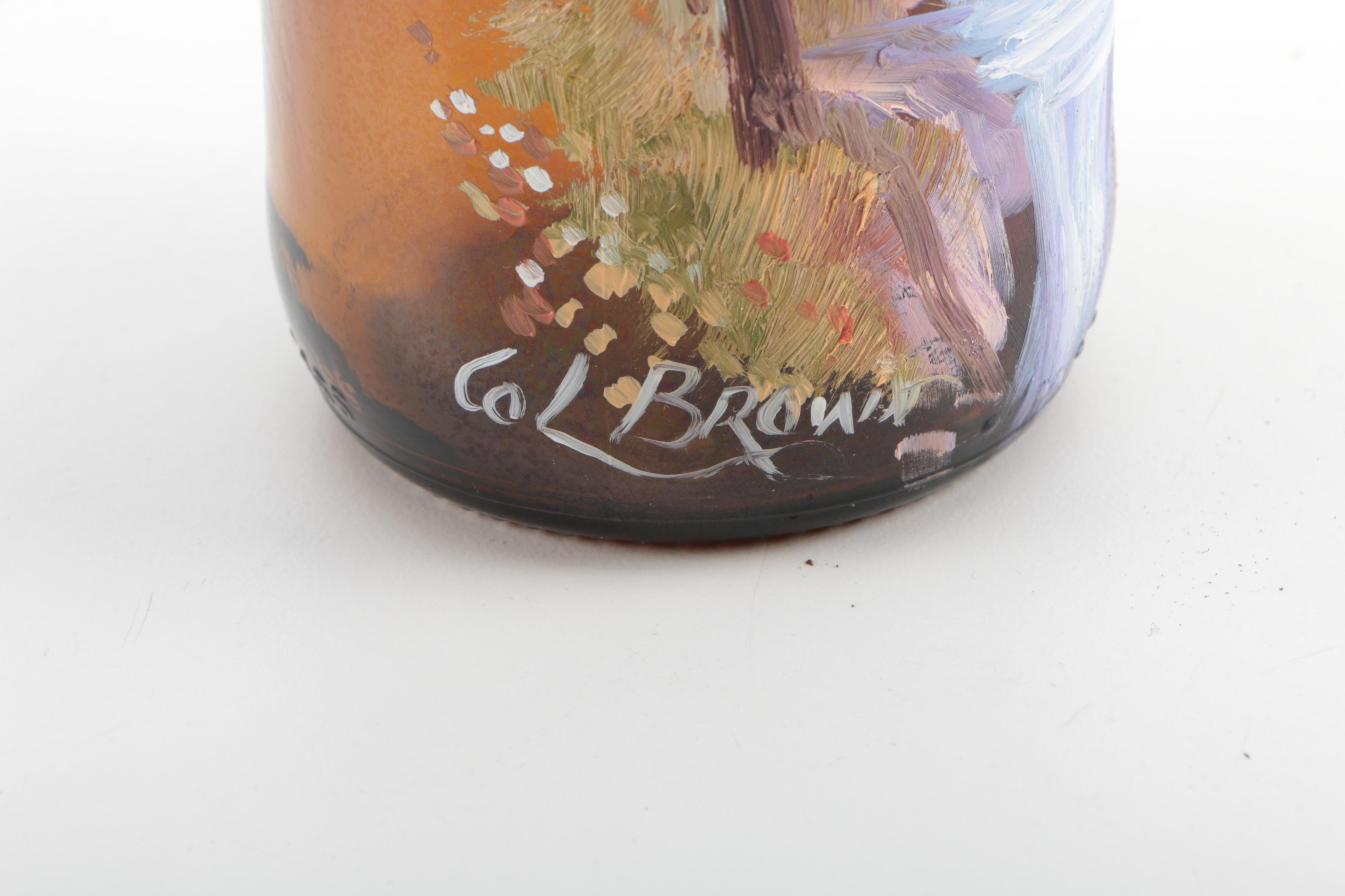 Vintage Hand Painted Glass Bottle