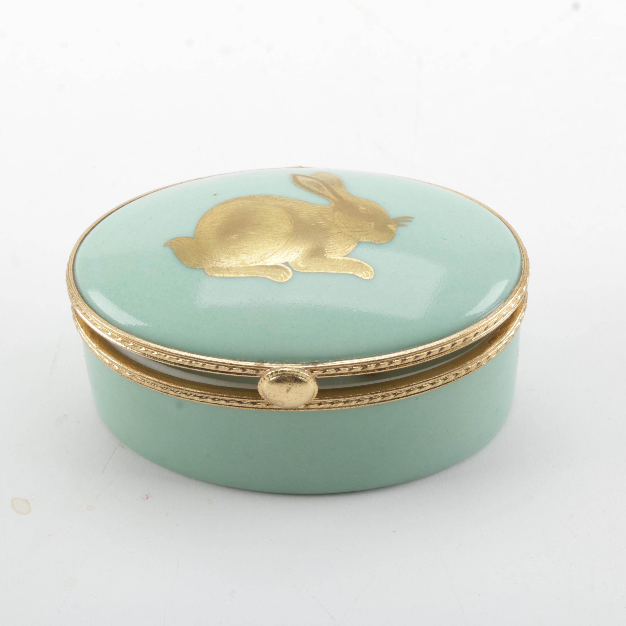 Limoges for Tiffany & Co Handpainted Porcelain Trinket Box With Jewelry