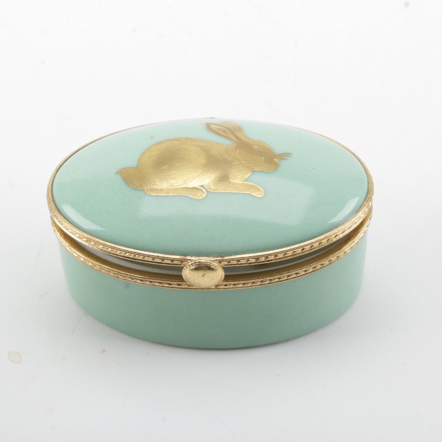 Limoges for Tiffany & Co Handpainted Porcelain Trinket Box With Jewelry