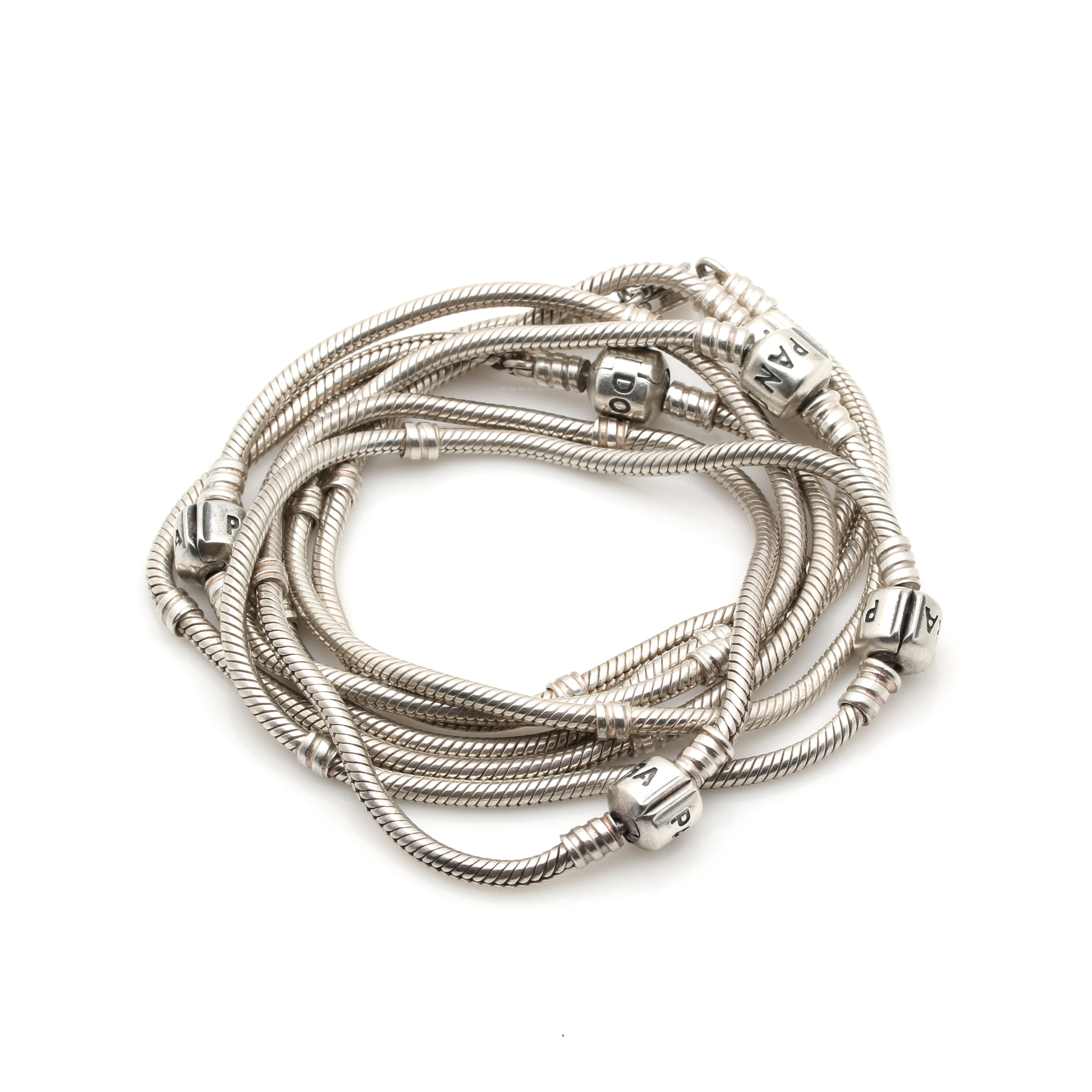 Assortment of Sterling Silver Pandora "Iconic" Clasp Bracelets