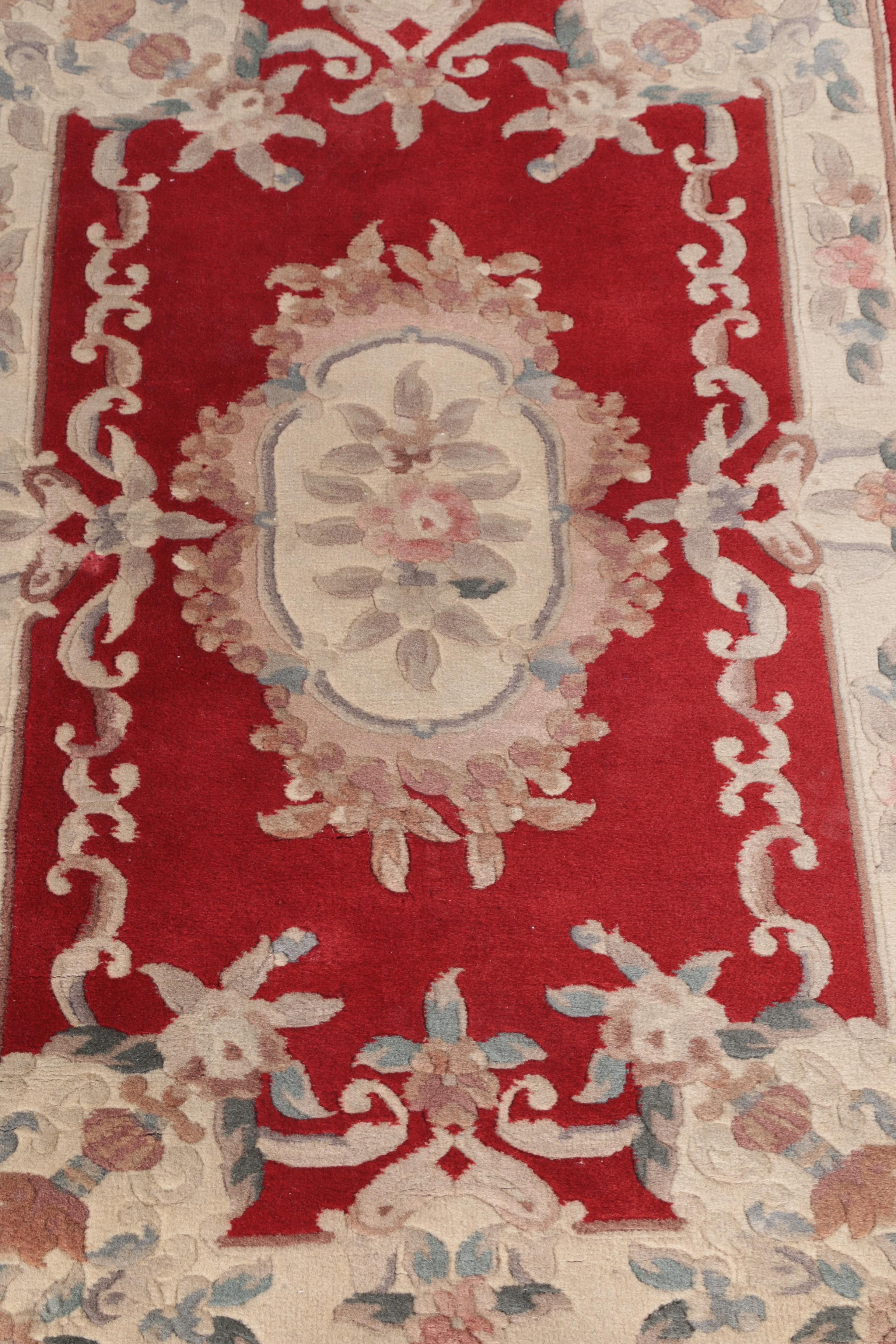 Hand-Knotted Chinese Floral Carved Area Rug