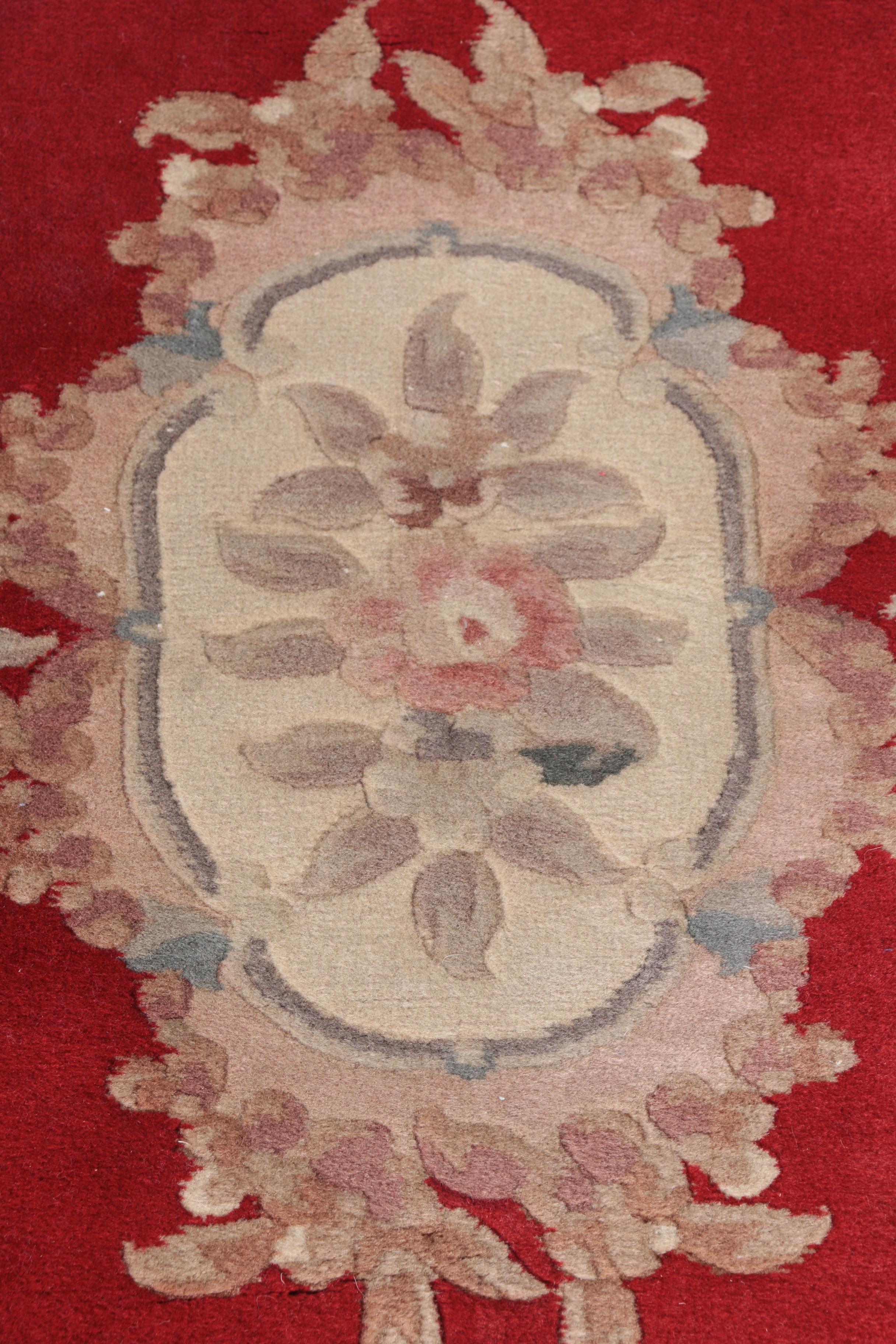 Hand-Knotted Chinese Floral Carved Area Rug