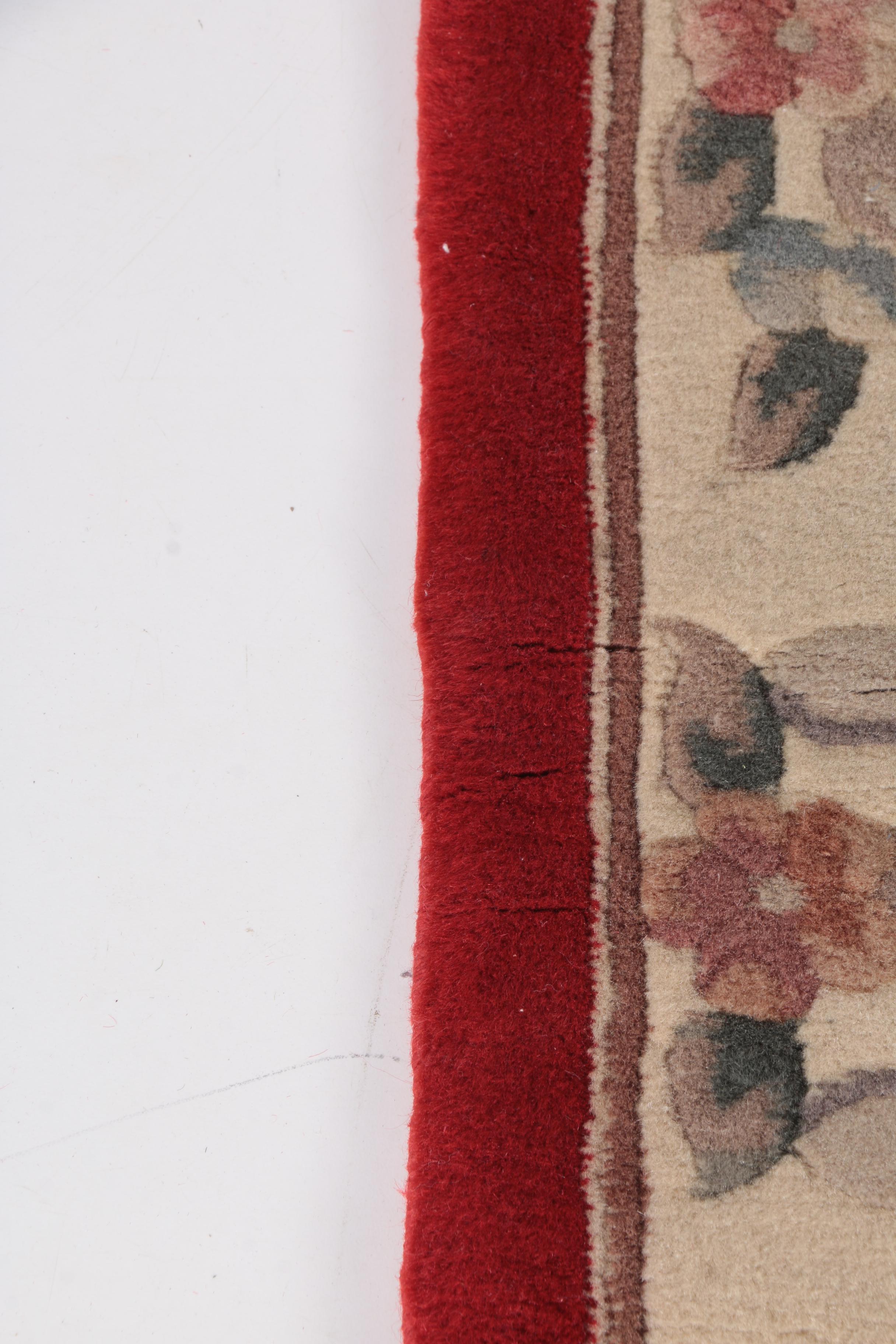 Hand-Knotted Chinese Floral Carved Area Rug