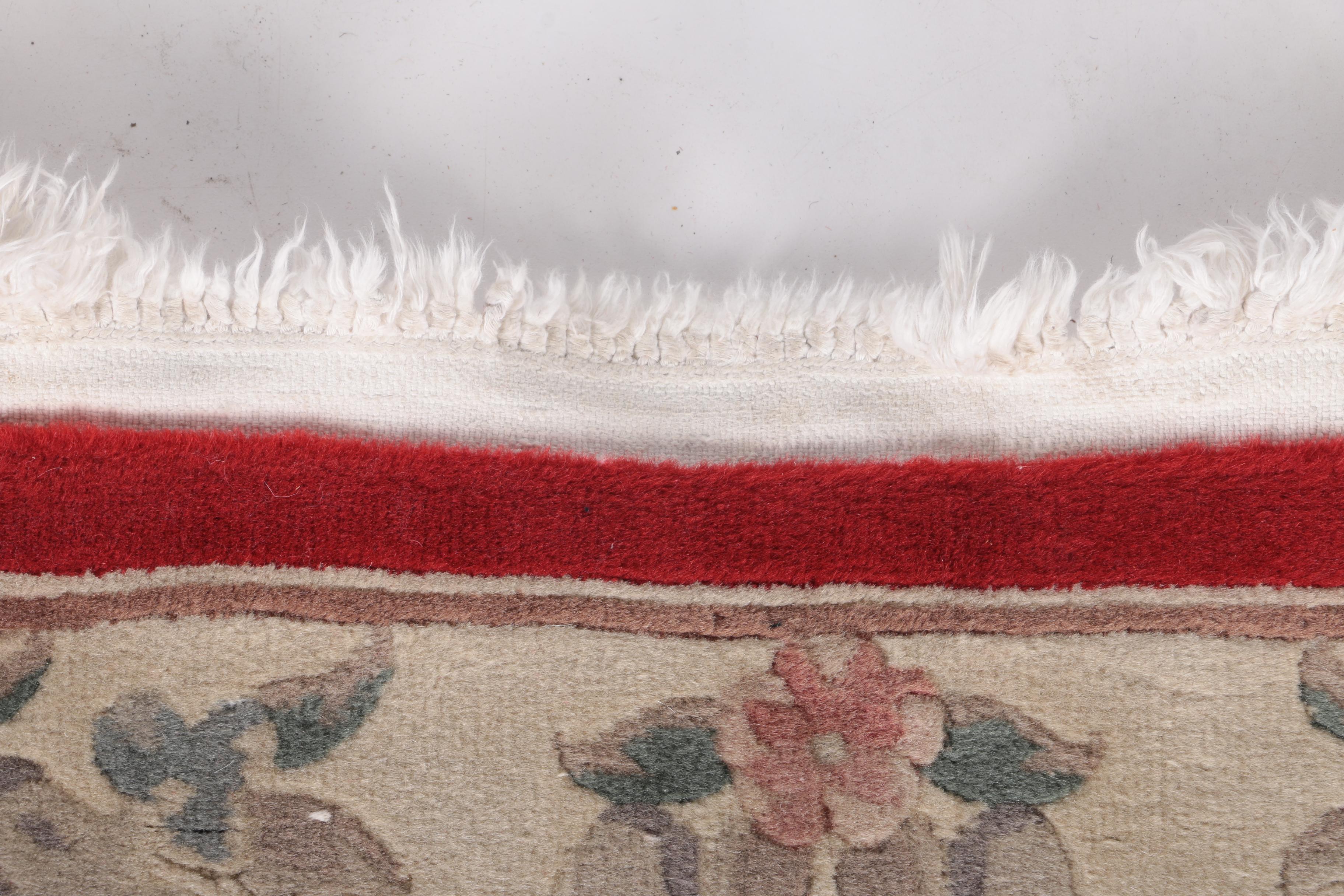 Hand-Knotted Chinese Floral Carved Area Rug