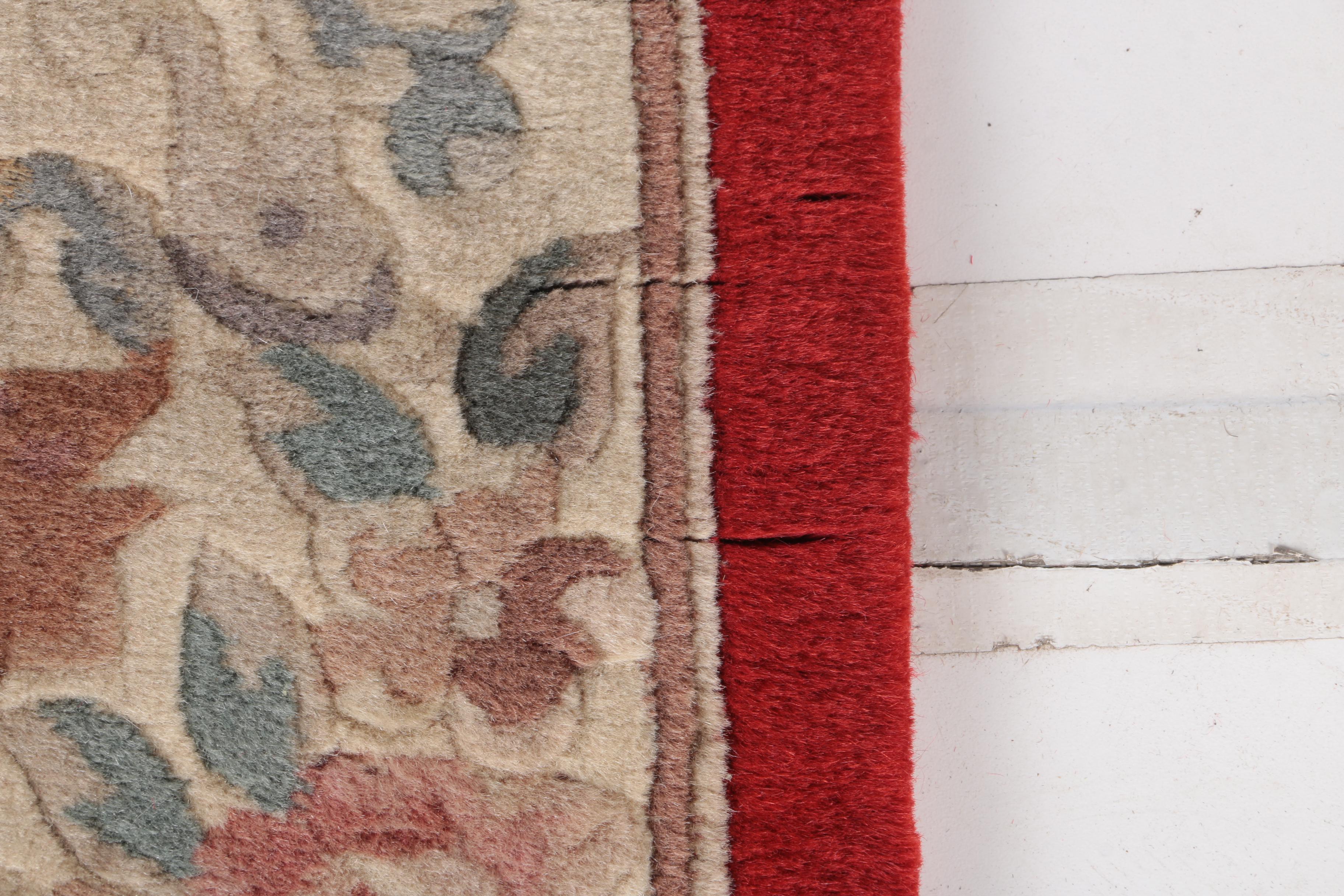 Hand-Knotted Chinese Floral Carved Area Rug