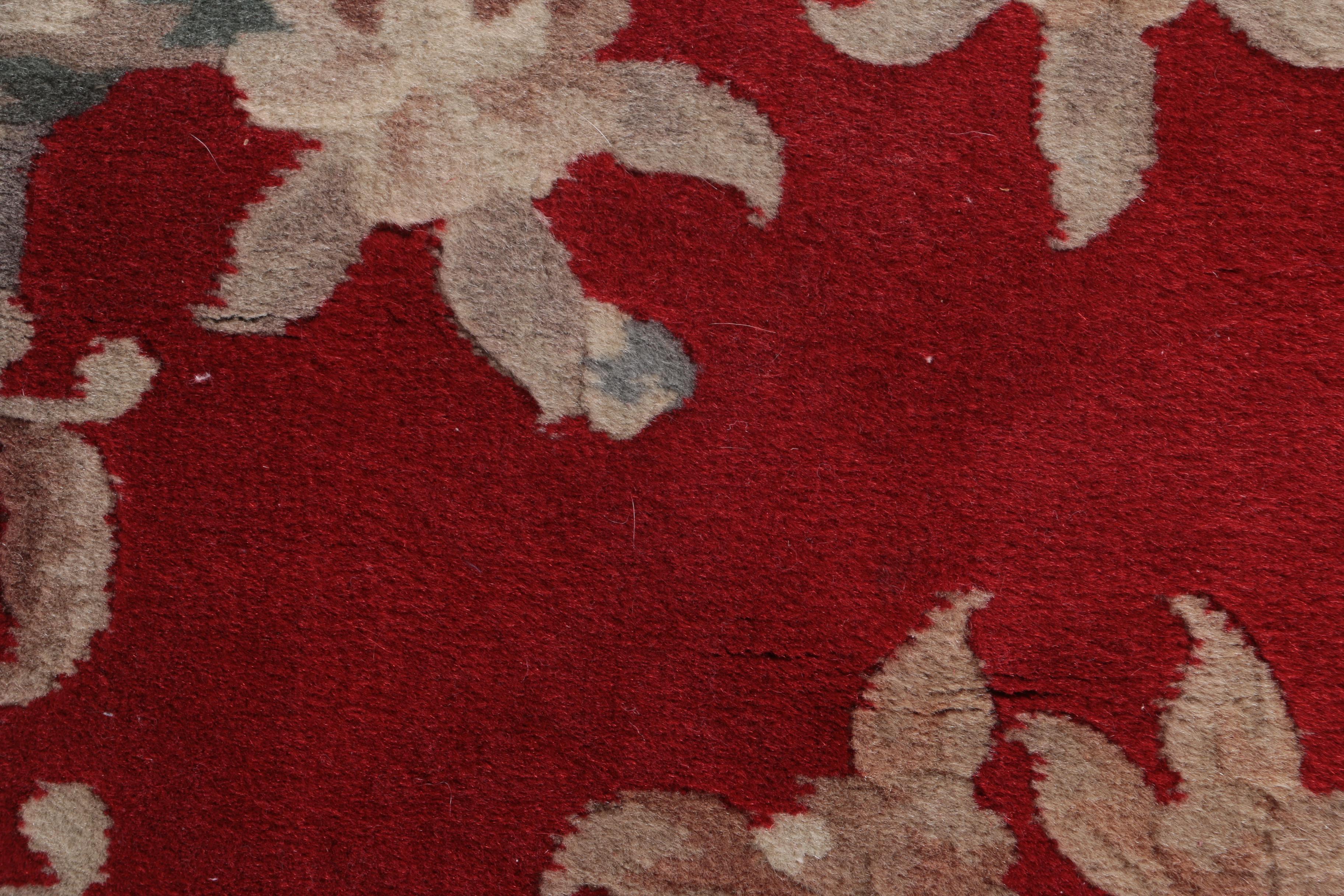 Hand-Knotted Chinese Floral Carved Area Rug