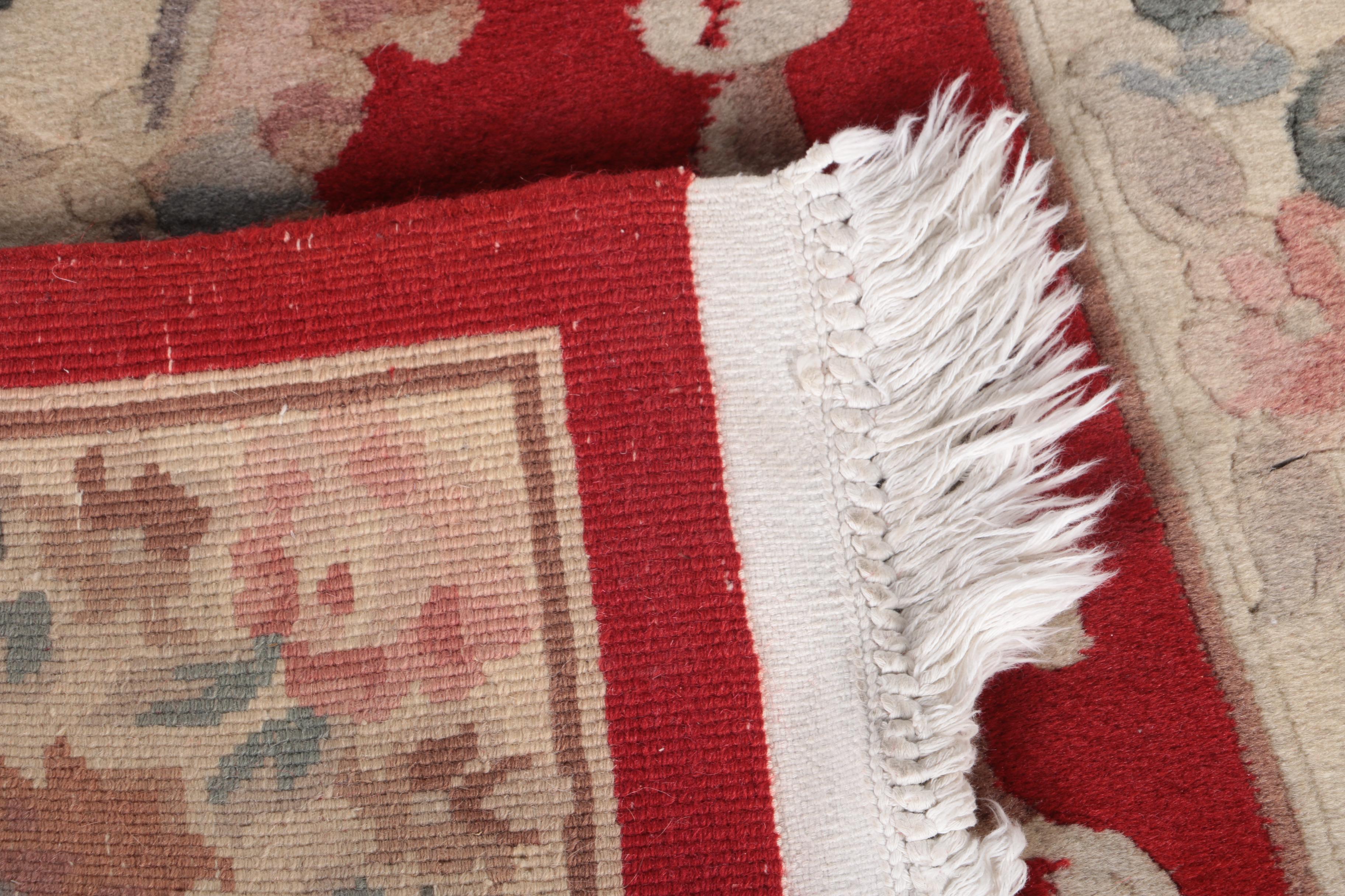 Hand-Knotted Chinese Floral Carved Area Rug