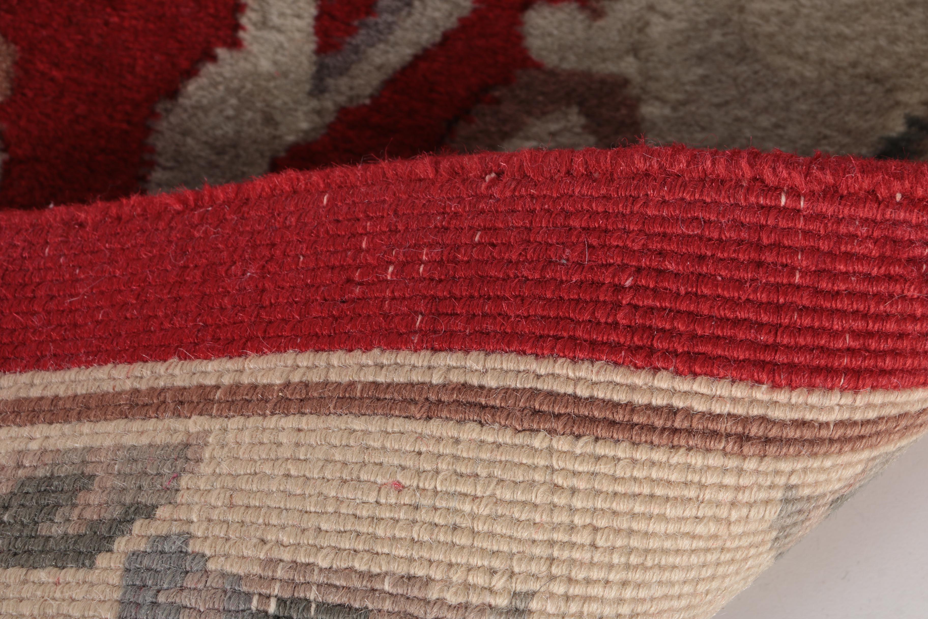 Hand-Knotted Chinese Floral Carved Area Rug