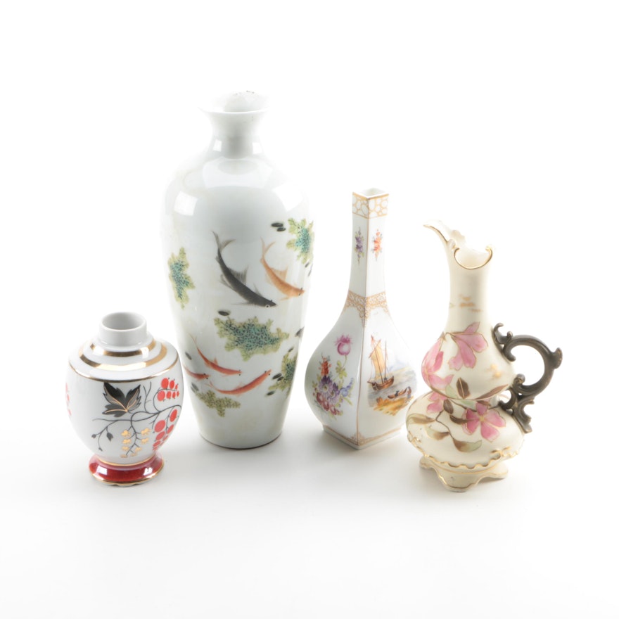 Porcelain Vases and Cruet Featuring Carlsbad