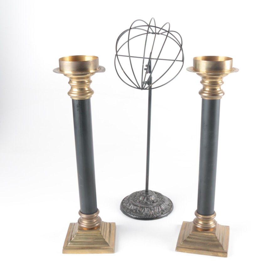 Pillar Candle Holders and Metal Decor