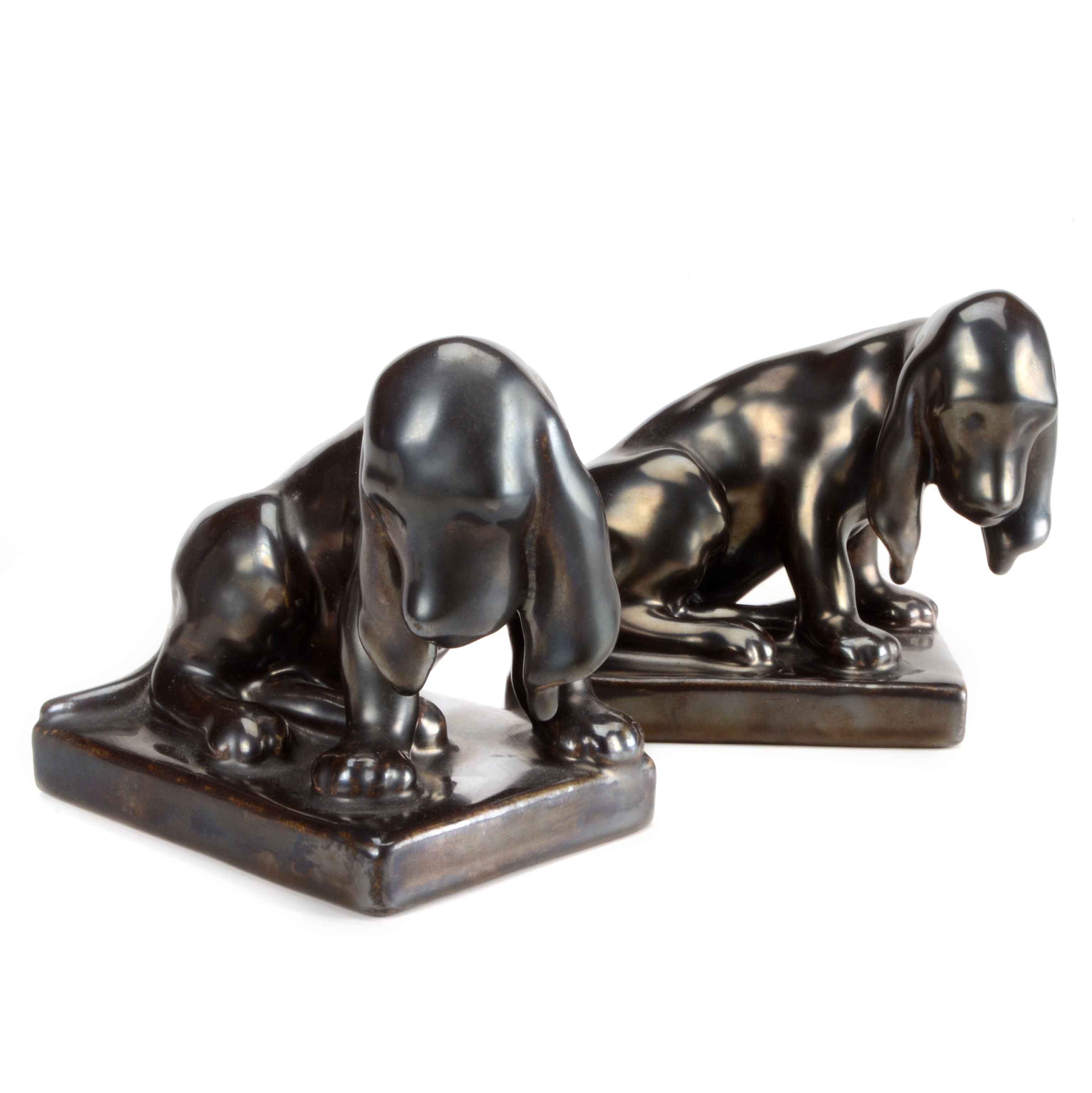 1933 Vintage Rookwood Basset Hound Bookends
